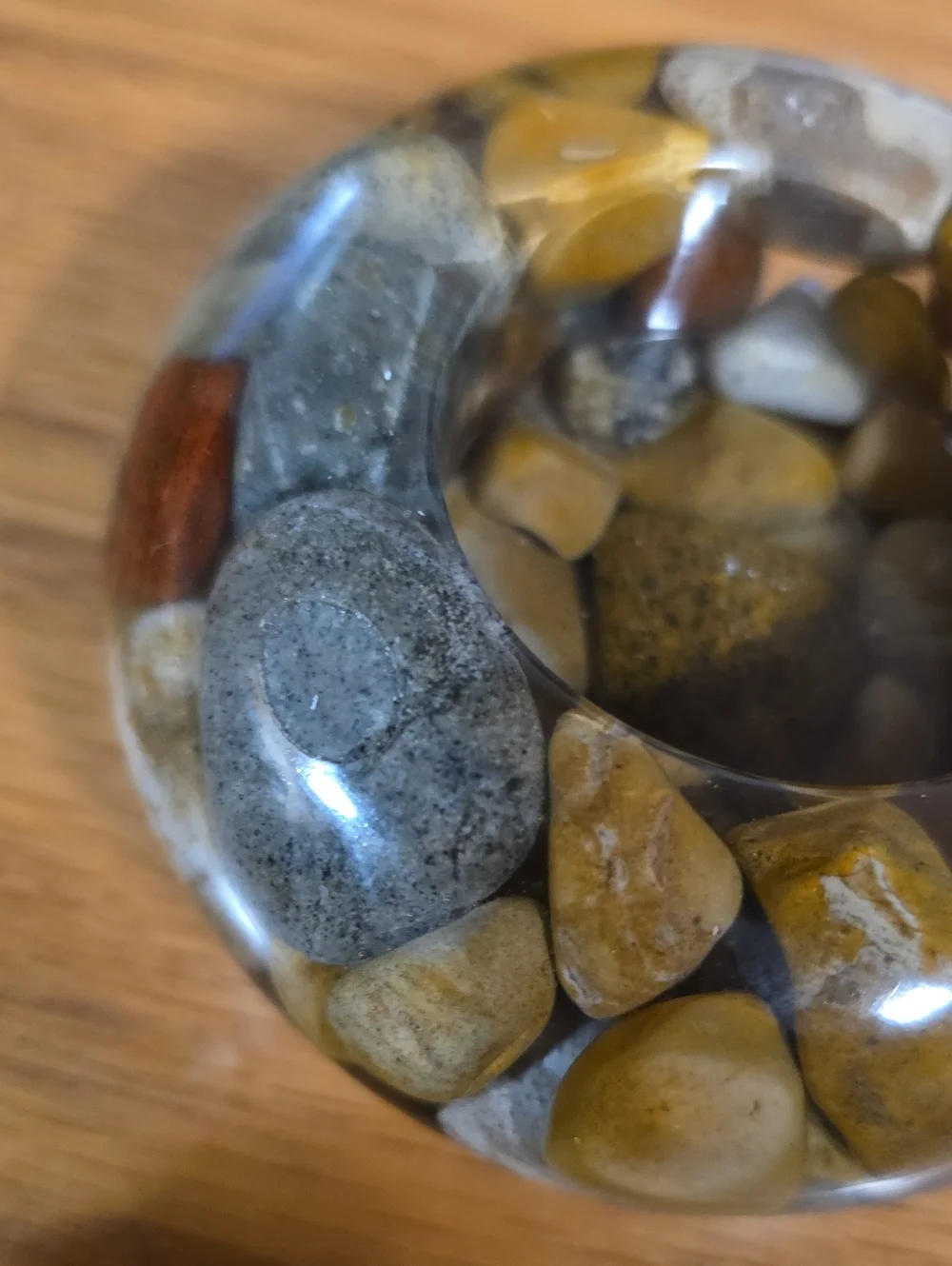 Natural River Rock Tealight Candle Holder - Multicolor